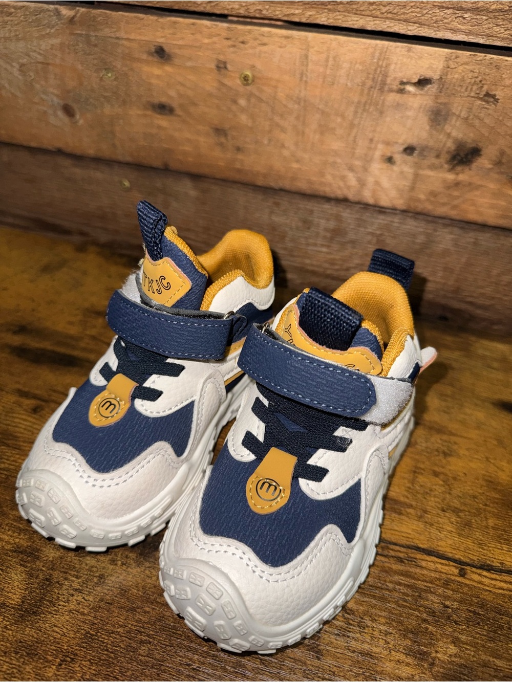 Kids Navy and Yellow Athletic Sneakers - Unbranded